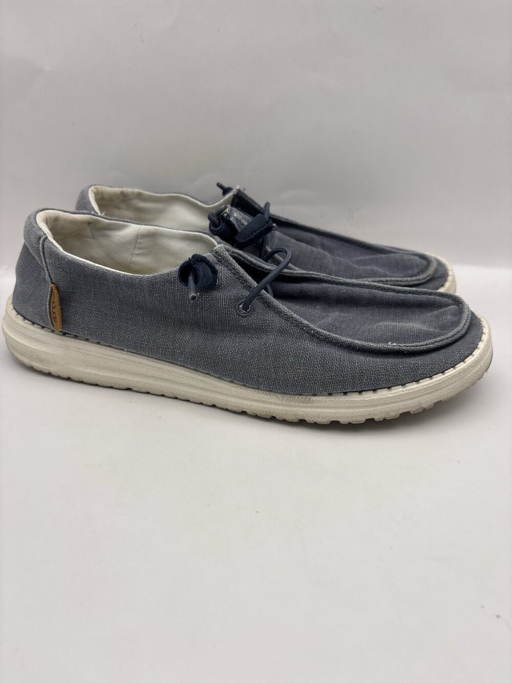 Hey Dude Wendy Chambray Navy Slip On Shoes Women Size 8